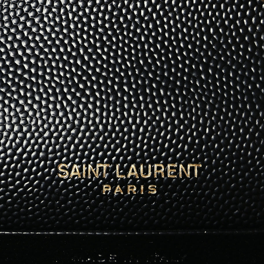 Saint Laurent Grain De Poudre Matelasse Chevron Monogram Chain Wallet Black Image 5