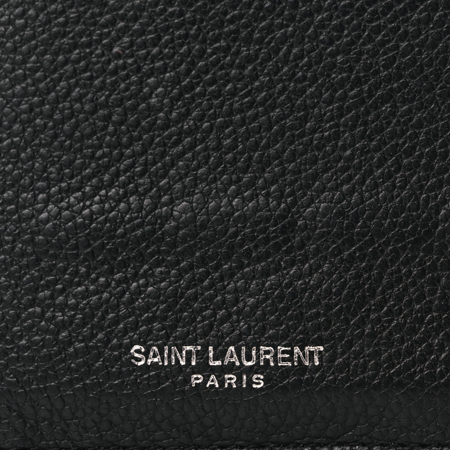 Saint Laurent Grained Calfskin 5 Fragments Zip Pouch Card Holder Black Image 7