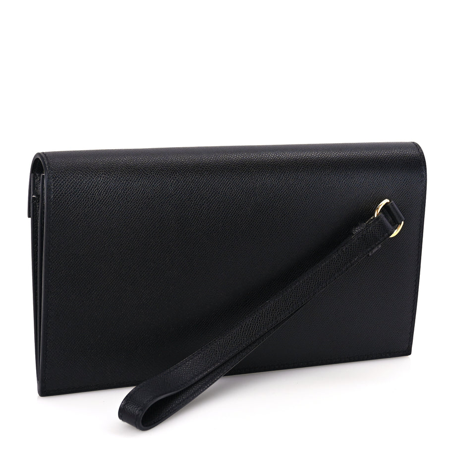 Hermes Madame Calfskin Kelly Pocket Long Wallet Black Image 3