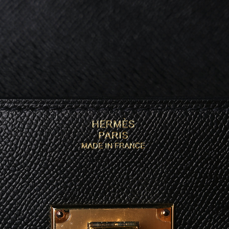 Hermes Madame Calfskin Kelly Pocket Long Wallet Black Image 6