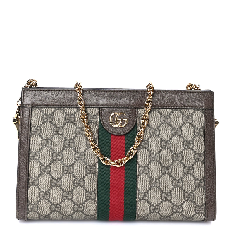  Gucci GG Supreme Monogram Web Small Ophidia Chain Shoulder Bag  Brown