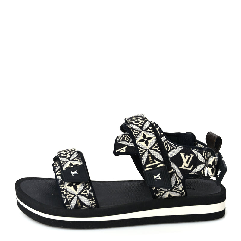  Louis Vuitton Jacquard Since 1854 Flat Arcade Sandals 40 Grey