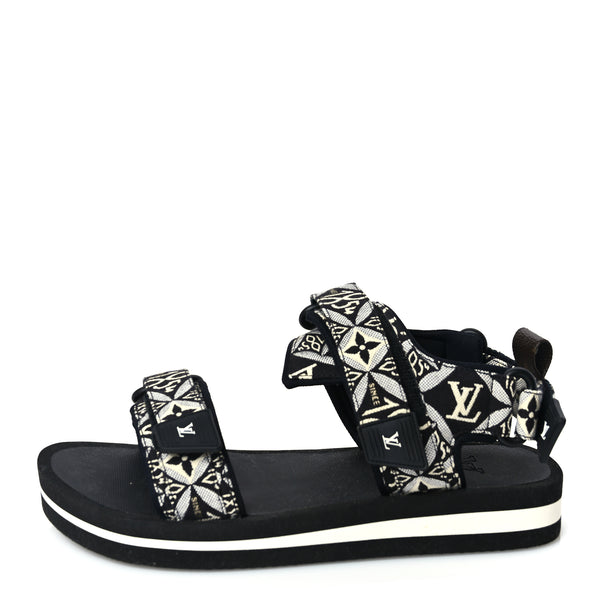 Louis Vuitton Jacquard Since 1854 Flat Arcade Sandals 40 Grey