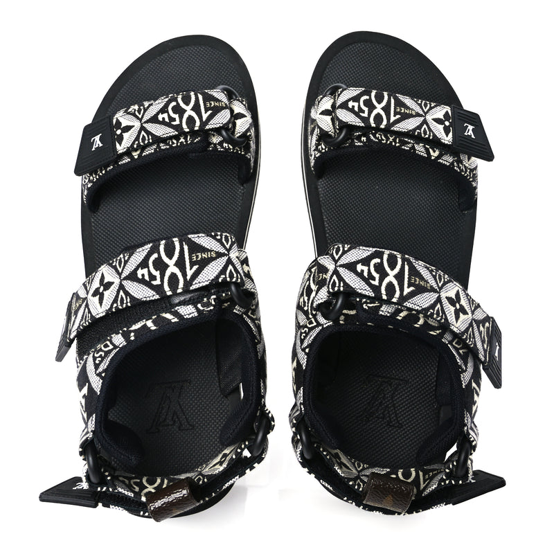  Louis Vuitton Jacquard Since 1854 Flat Arcade Sandals 40 Grey