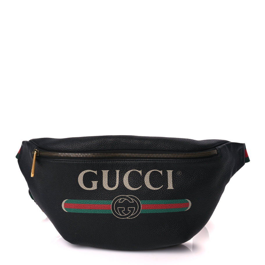 Gucci Grained Calfskin Logo Belt Bag Black Image 1