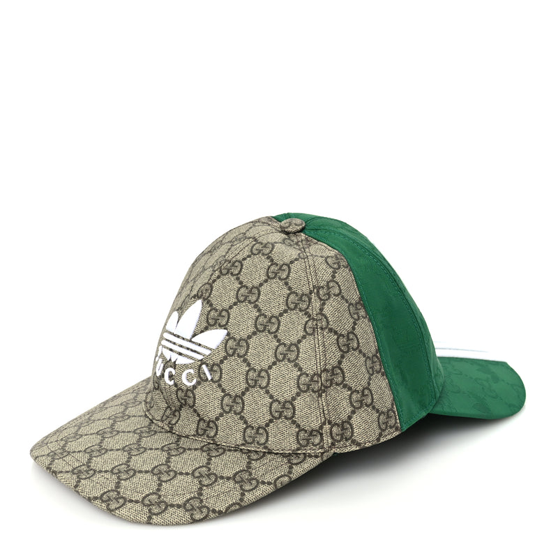  Gucci X ADIDAS GG Supreme Monogram Double Sided Baseball Hat S Beige Green