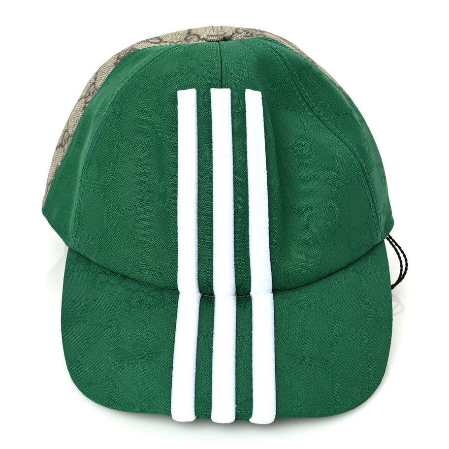 Gucci X ADIDAS GG Supreme Monogram Double Sided Baseball Hat S Beige Green Image 3