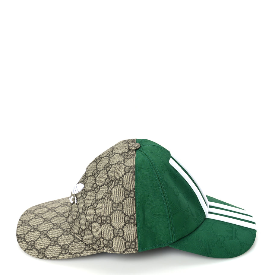 Gucci X ADIDAS GG Supreme Monogram Double Sided Baseball Hat S Beige Green Image 4