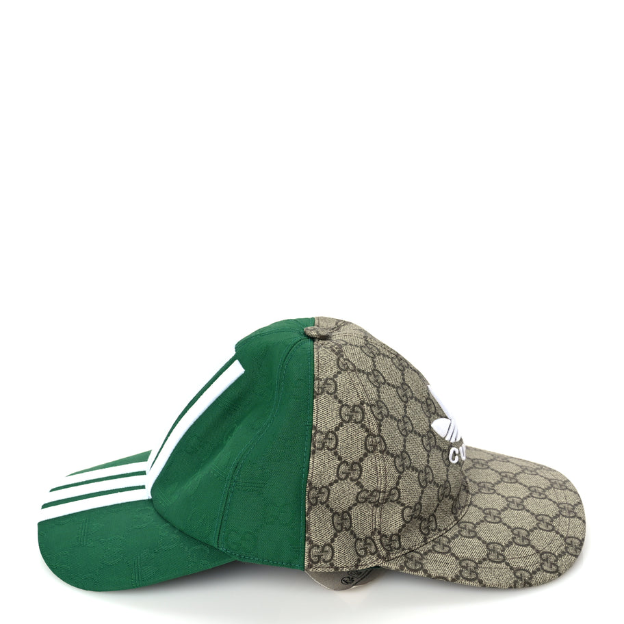 Gucci X ADIDAS GG Supreme Monogram Double Sided Baseball Hat S Beige Green Image 5