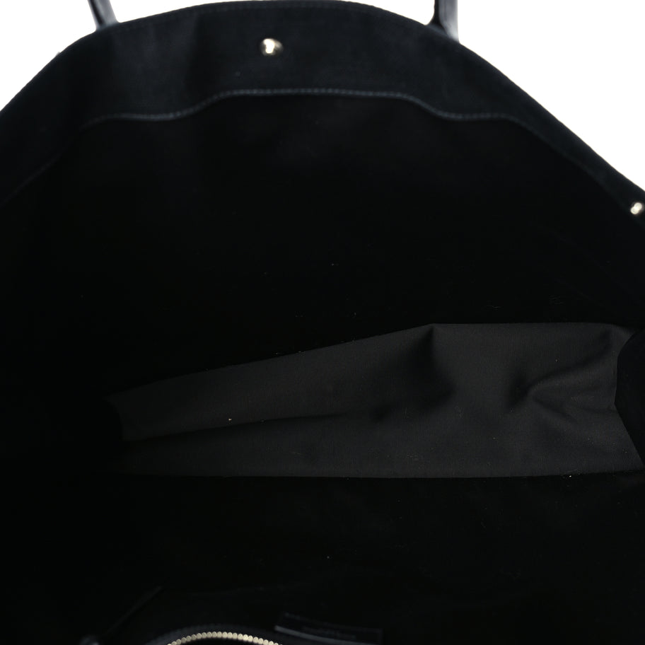 Saint Laurent Raffia Linen Calfskin Rive Gauche Tote  Black Image 4
