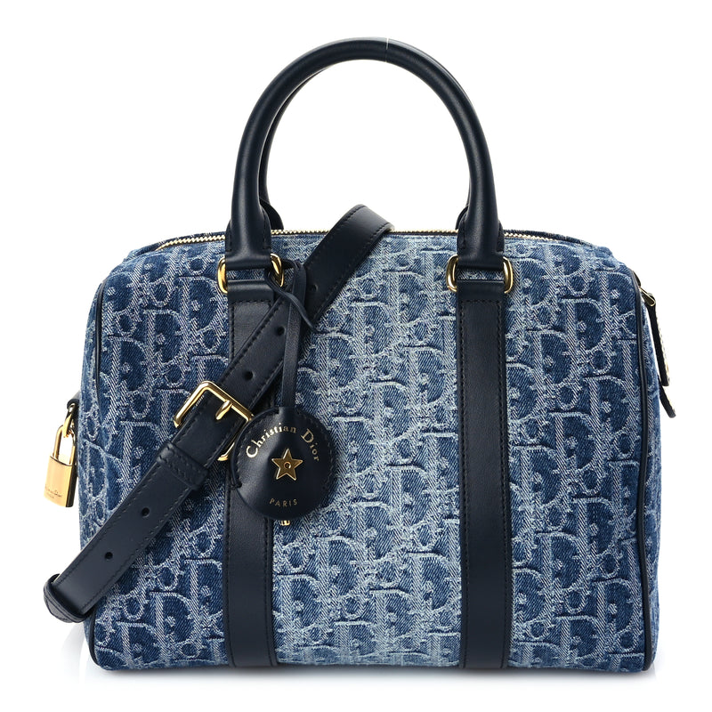  Christian Dior Denim Oblique Groove 25 Bag Blue Denim