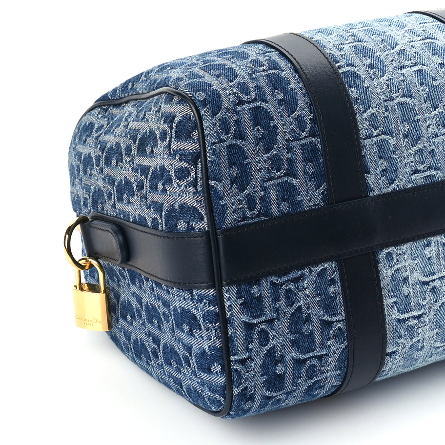 Christian Dior Denim Oblique Groove 25 Bag Blue Denim Image 7
