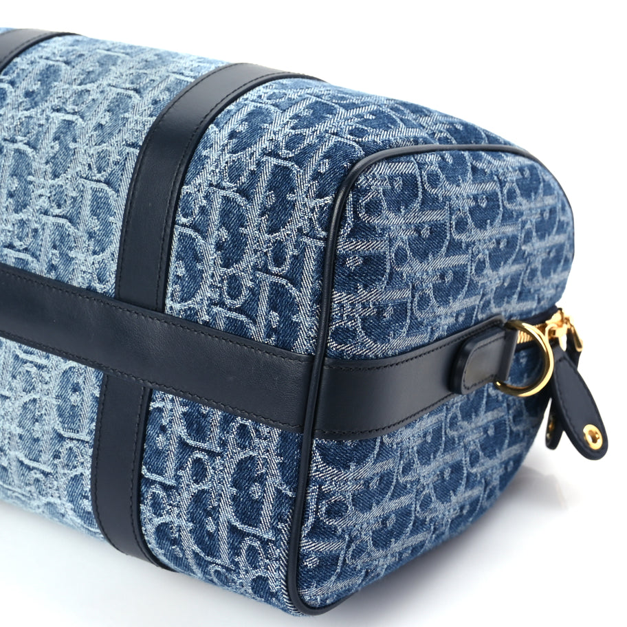 Christian Dior Denim Oblique Groove 25 Bag Blue Denim Image 8