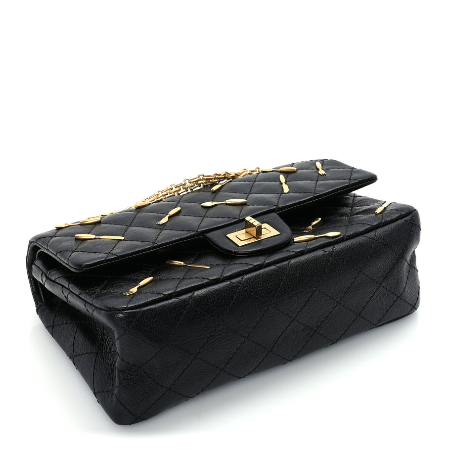 Chanel Calfskin Quilted Spoon Charms Brasserie 2.55 Reissue 225 Flap  Black Image 3