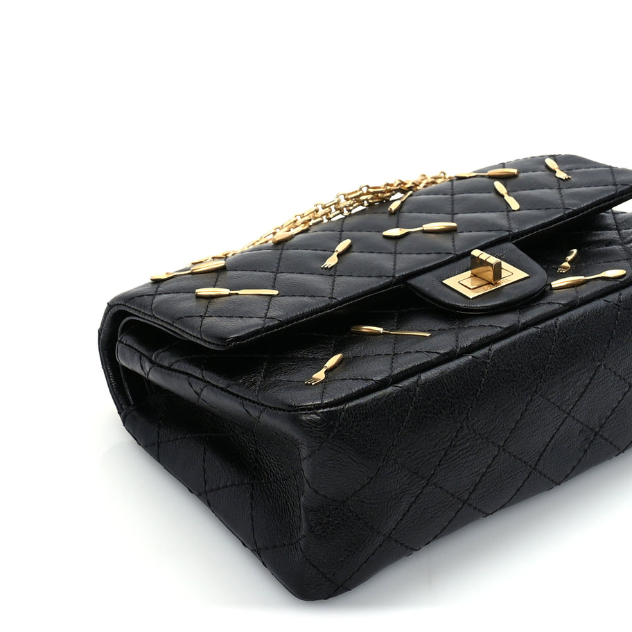 Chanel Calfskin Quilted Spoon Charms Brasserie 2.55 Reissue 225 Flap  Black Image 8