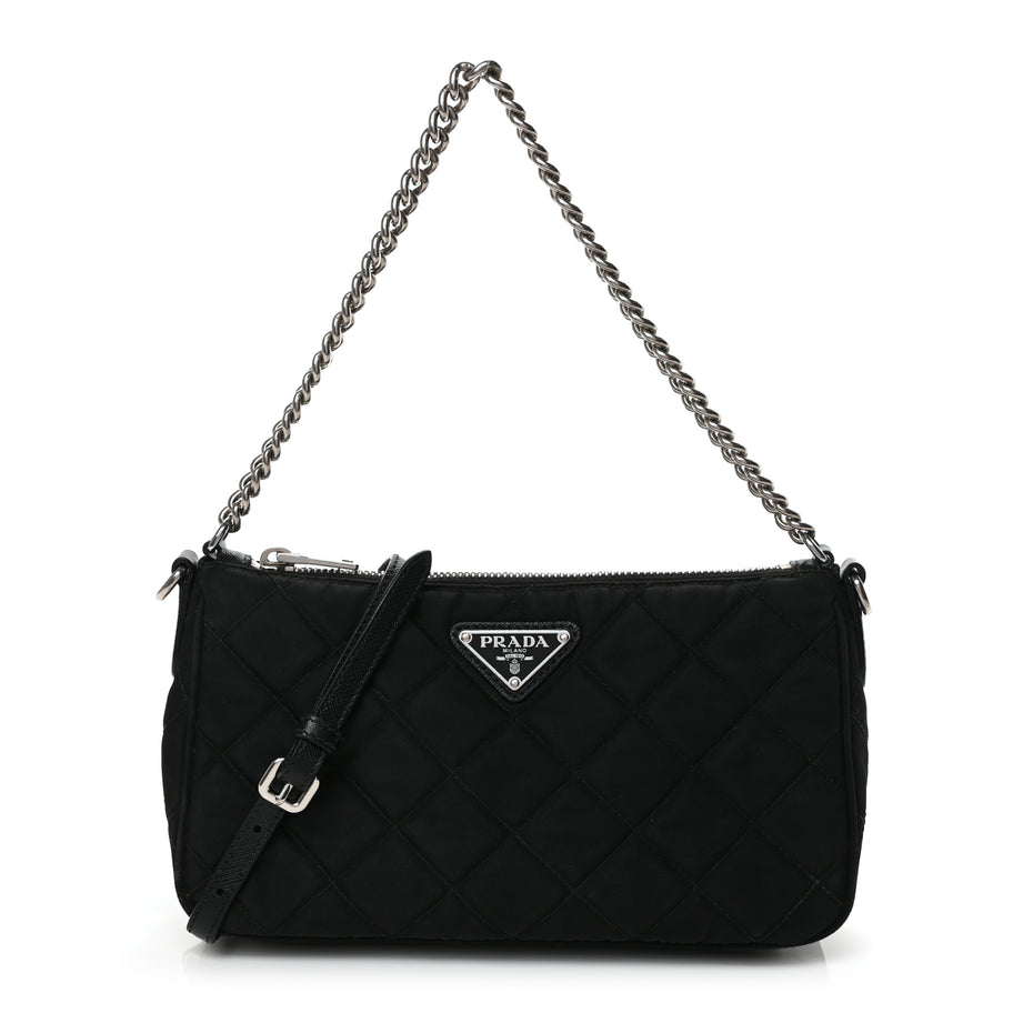 Prada Nylon Tessuto Impuntu Quilted Crossbody Bag Black Image 1