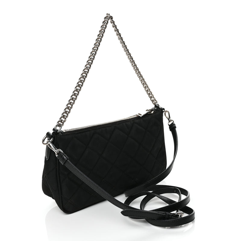  Prada Nylon Tessuto Impuntu Quilted Crossbody Bag Black