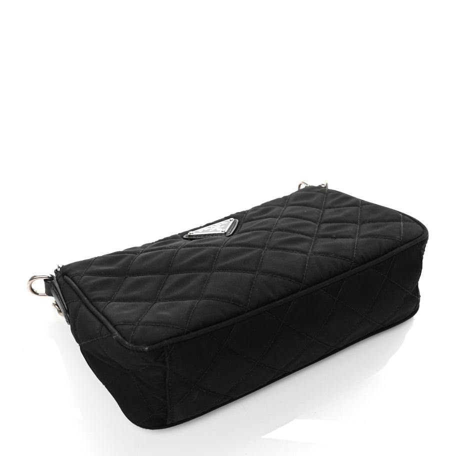 Prada Nylon Tessuto Impuntu Quilted Crossbody Bag Black Image 3