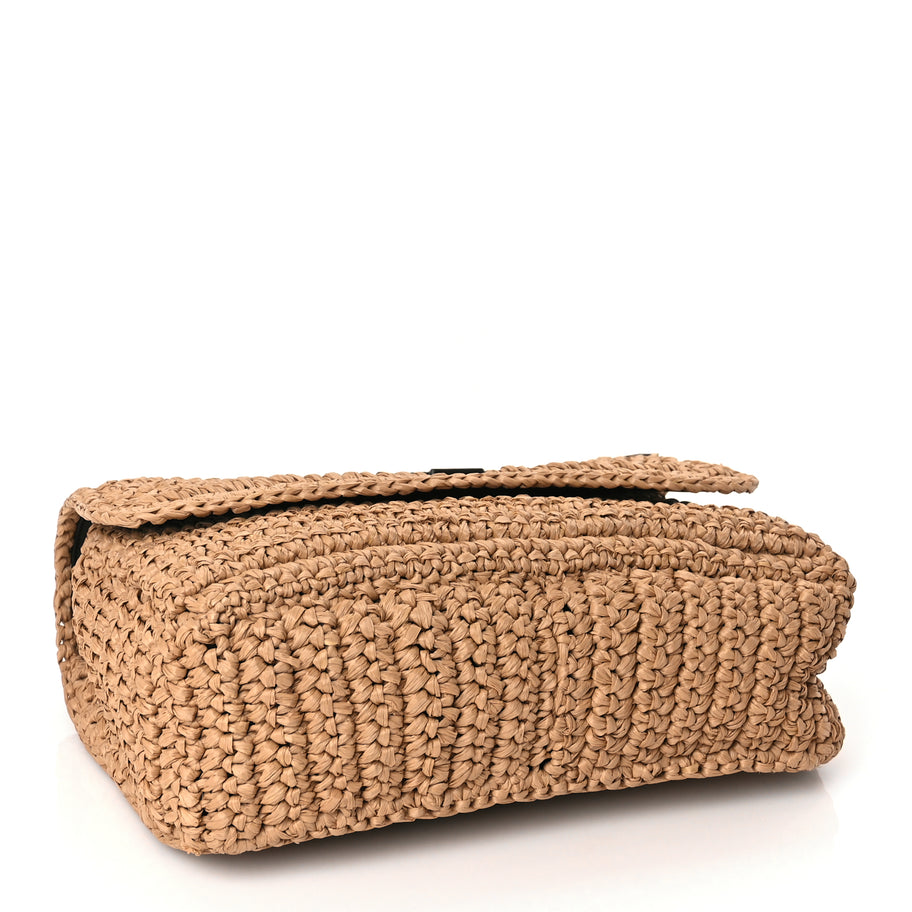 Saint Laurent Raffia Calfskin Monogram Medium Niki Chain Satchel Natural Image 3