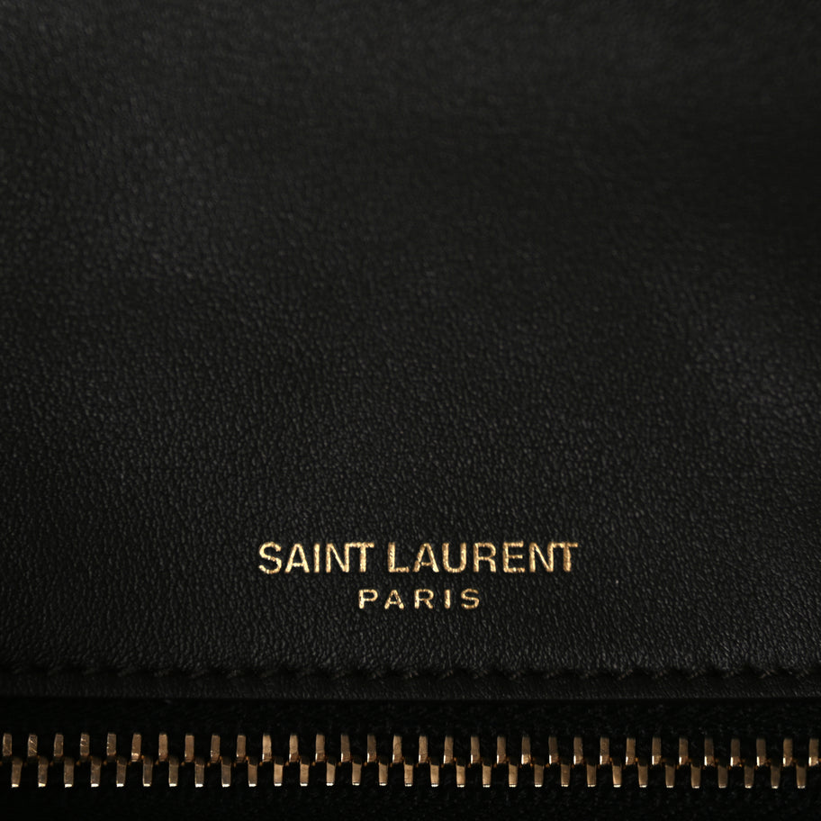 Saint Laurent Raffia Calfskin Monogram Medium Niki Chain Satchel Natural Image 5