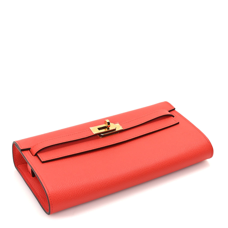 Hermes Epsom Kelly Wallet To Go Orange Field Image 3