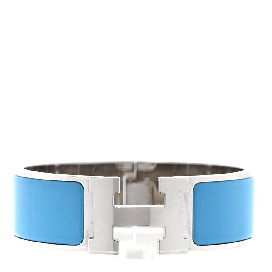 Hermes Enamel Wide Clic Clac H Bracelet PM  Blue Jean Image 1