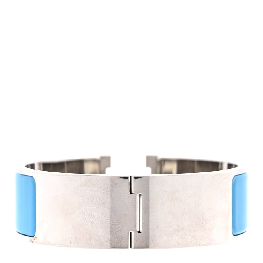Hermes Enamel Wide Clic Clac H Bracelet PM  Blue Jean Image 3