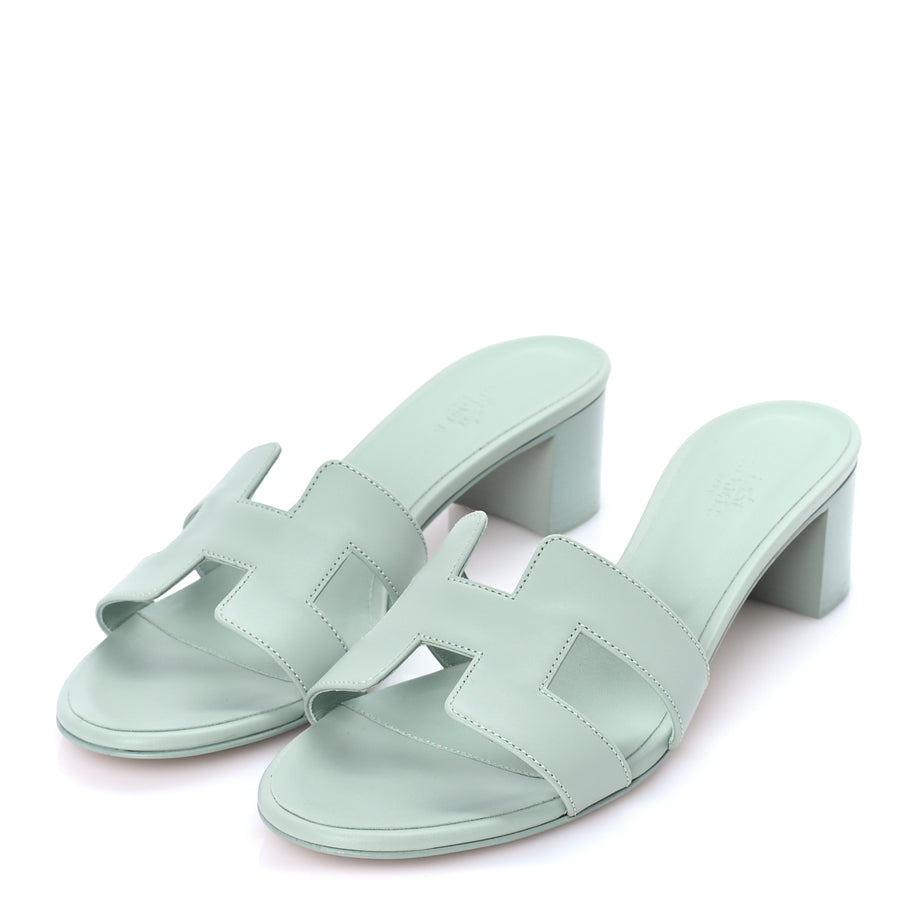 Hermes Calfskin Oasis Sandals 39.5 Vert D'eau Image 2