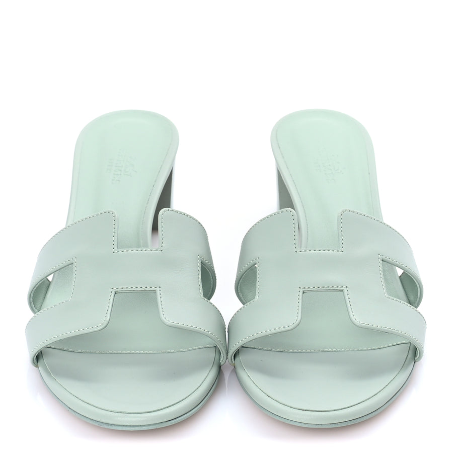 Hermes Calfskin Oasis Sandals 39.5 Vert D'eau Image 3