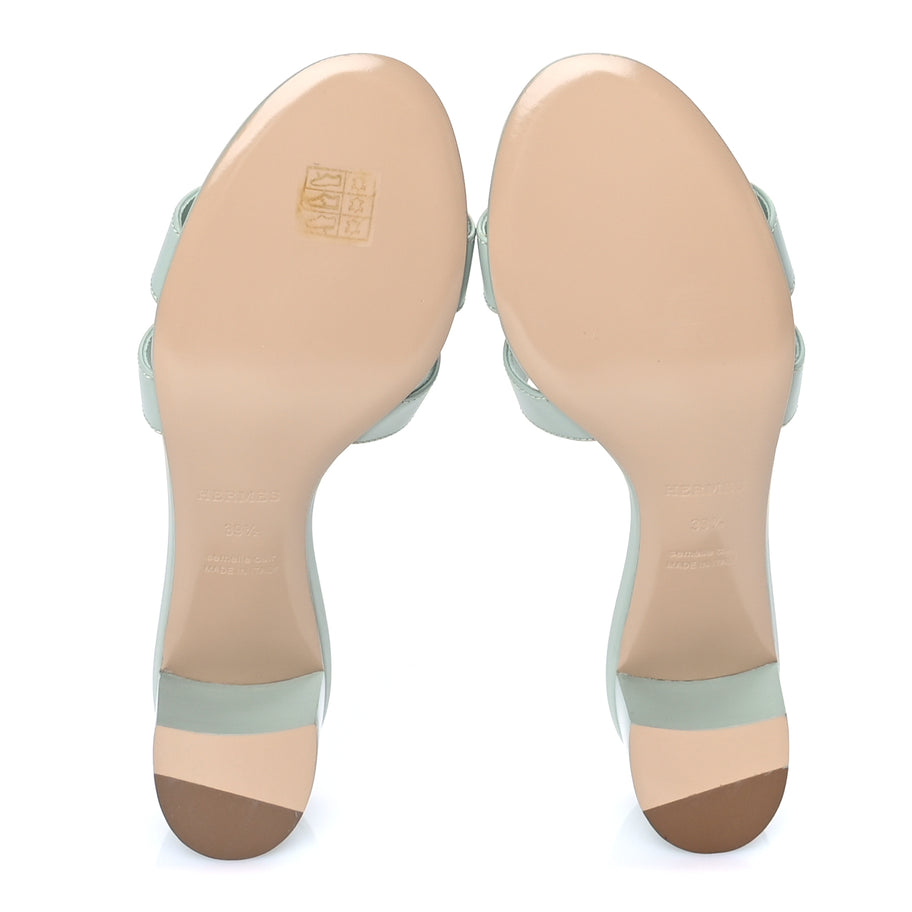 Hermes Calfskin Oasis Sandals 39.5 Vert D'eau Image 6