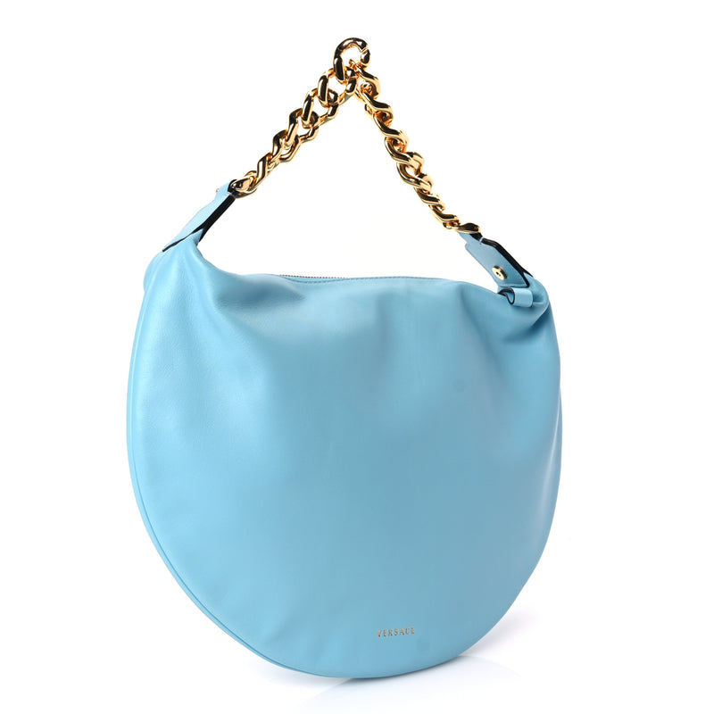  Versace Calfskin La Medusa Chain Hobo Baby Blue