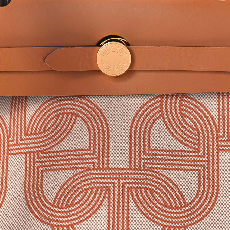 Hermes H Plume Canvas Vache Hunter Circuit 24 Herbag Zip Retourne 31 Orange Mecano Ecru Beige Naturel Image 6