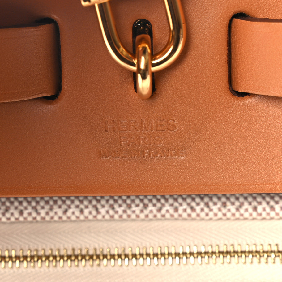 Hermes H Plume Canvas Vache Hunter Circuit 24 Herbag Zip Retourne 31 Orange Mecano Ecru Beige Naturel Image 7