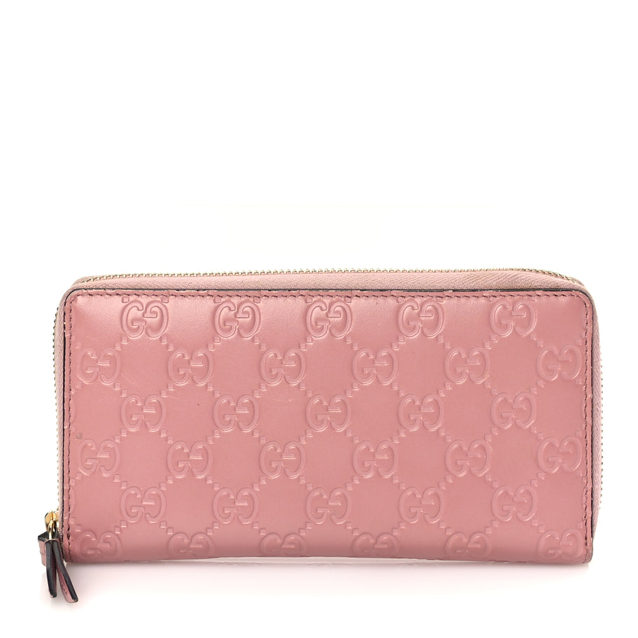 Gucci Guccissima Signature Zip Around Wallet Soft Pink Image 1