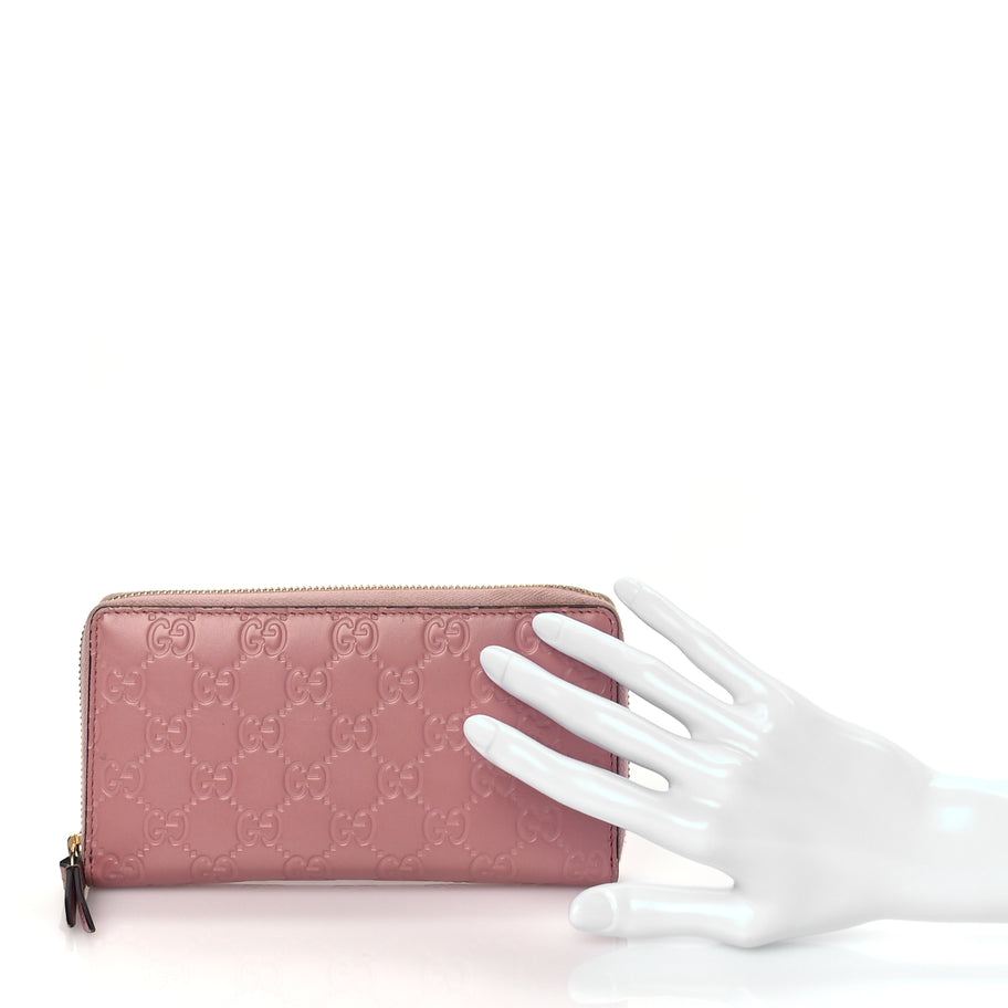 Gucci Guccissima Signature Zip Around Wallet Soft Pink Image 2