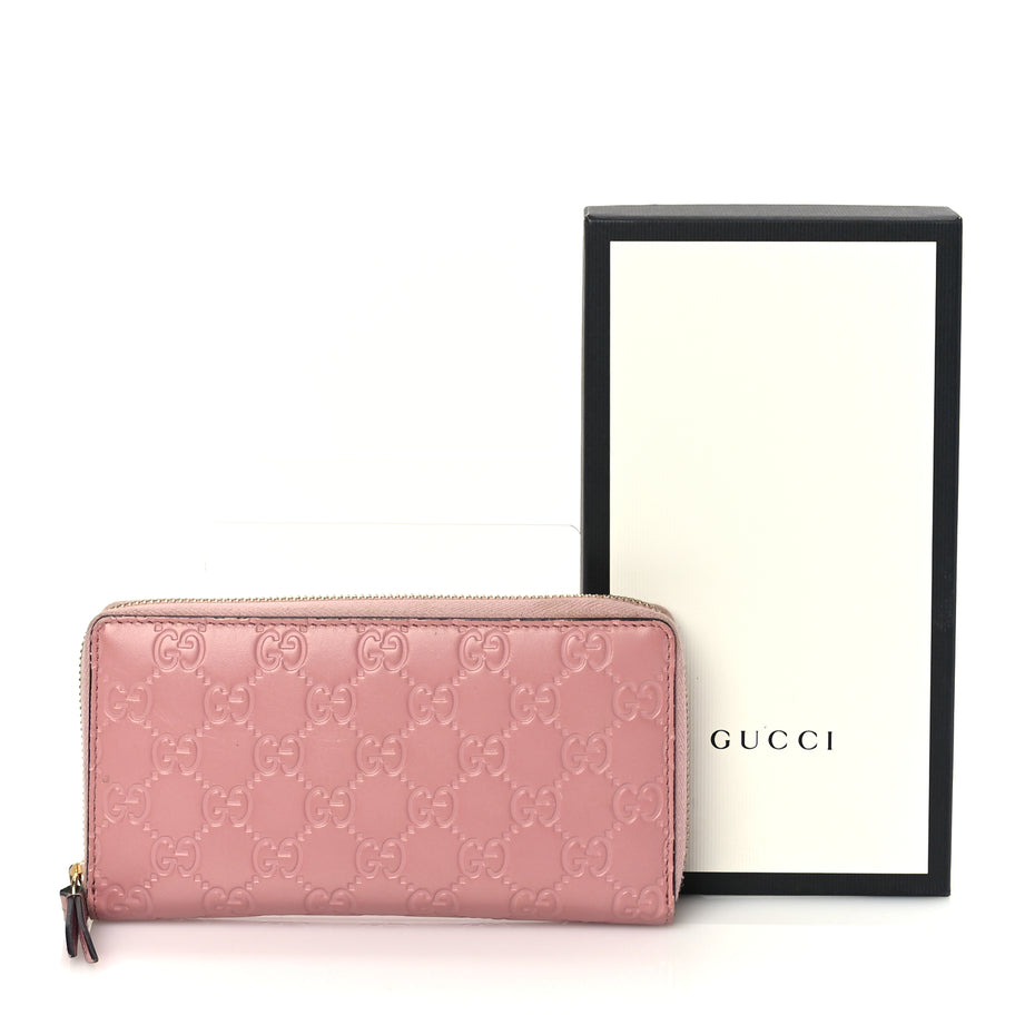 Gucci Guccissima Signature Zip Around Wallet Soft Pink Image 8