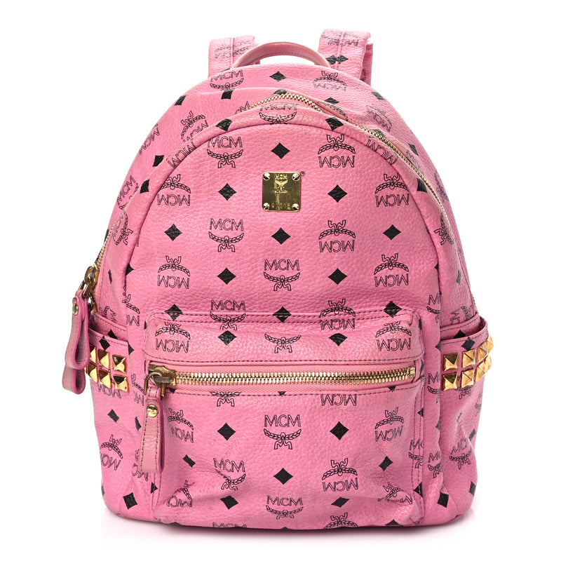  MCM Visetos Small Side Stud Stark Backpack Pink