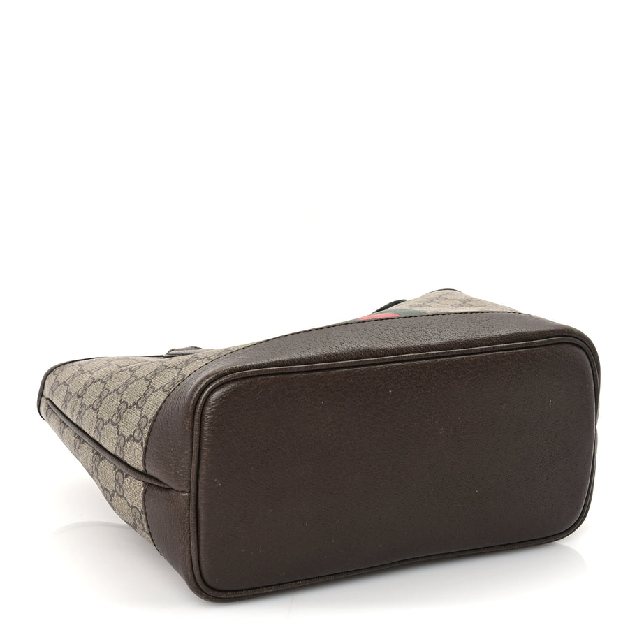 Gucci GG Supreme Monogram Textured Dollar Calfskin Web Small Ophidia Tote Beige Ebony New Acero Image 3