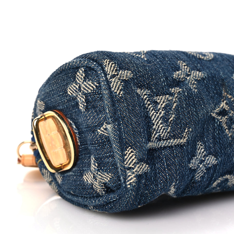 Louis Vuitton Monogram Denim Pochette Speedy PM Key Holder Blue Image 7