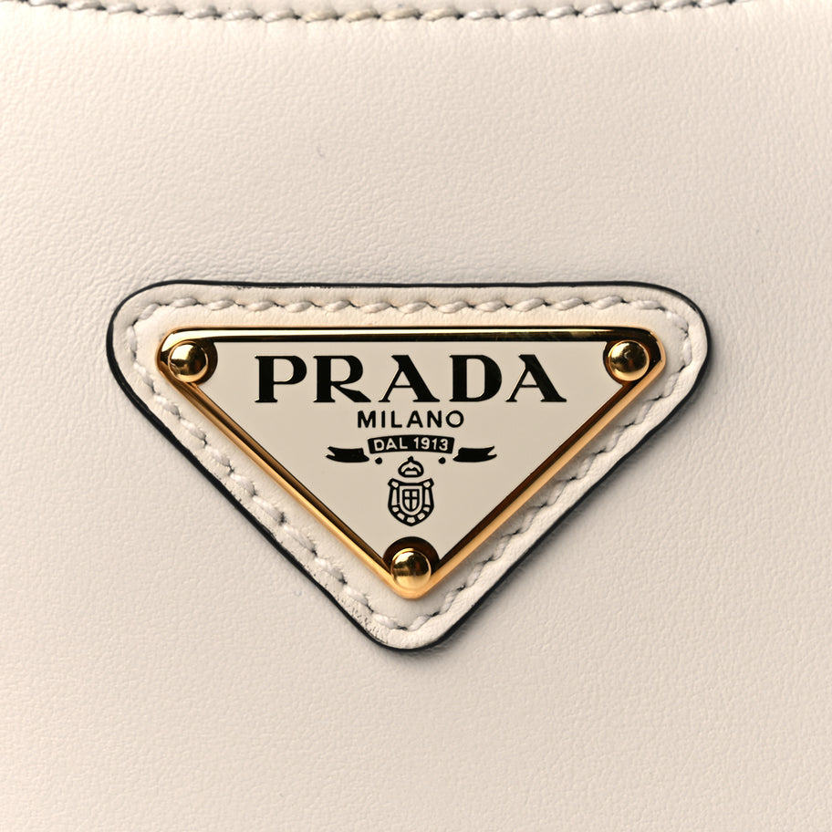 Prada Soft Calfskin Mini Arque Shoulder Bag White Image 6