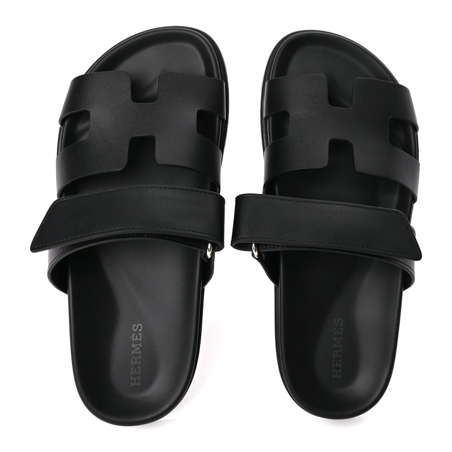 Hermes Calfskin Womens Chypre Sandals 36.5 Black Image 2
