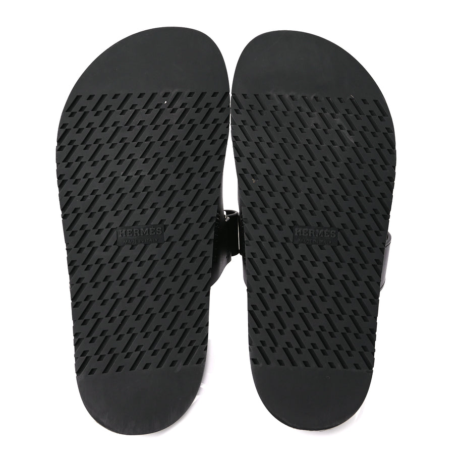 Hermes Calfskin Womens Chypre Sandals 36.5 Black Image 6