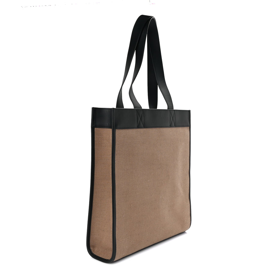 Burberry Canvas Smooth Calfskin Tote  Black Camel Image 2