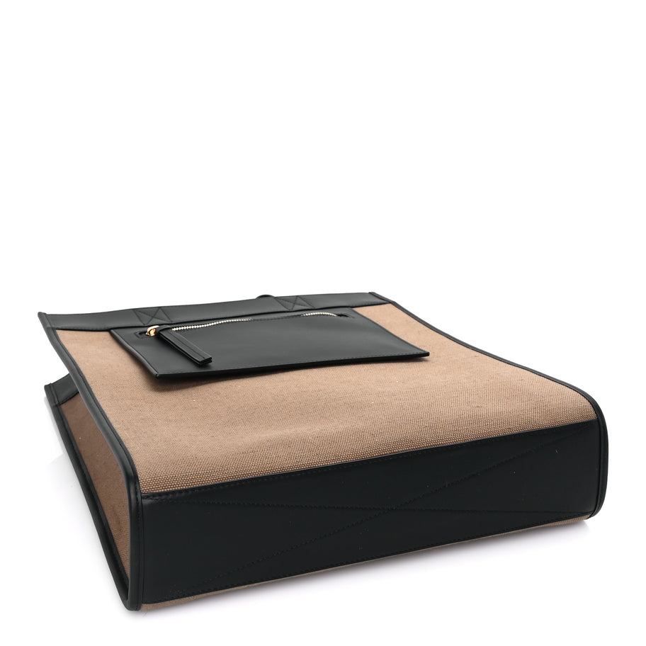 Burberry Canvas Smooth Calfskin Tote  Black Camel Image 3