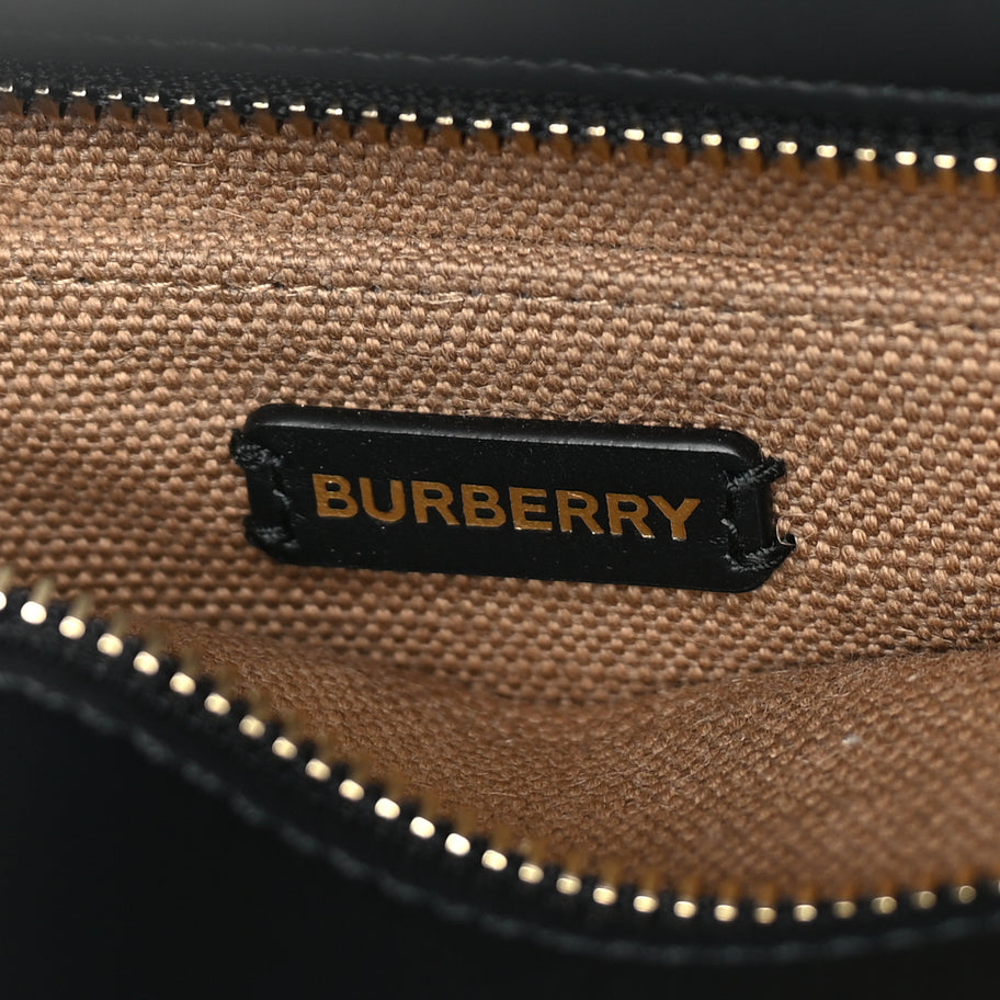 Burberry Canvas Smooth Calfskin Tote  Black Camel Image 5