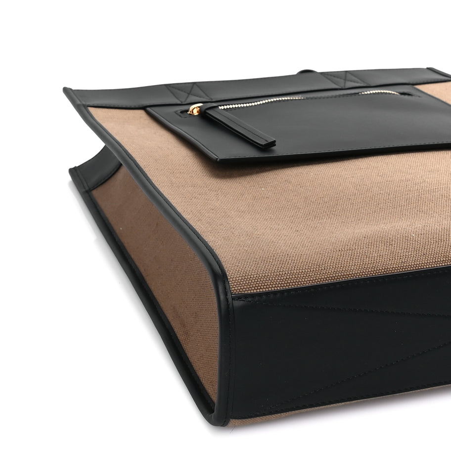 Burberry Canvas Smooth Calfskin Tote  Black Camel Image 7