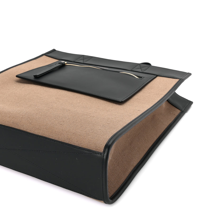 Burberry Canvas Smooth Calfskin Tote  Black Camel Image 8