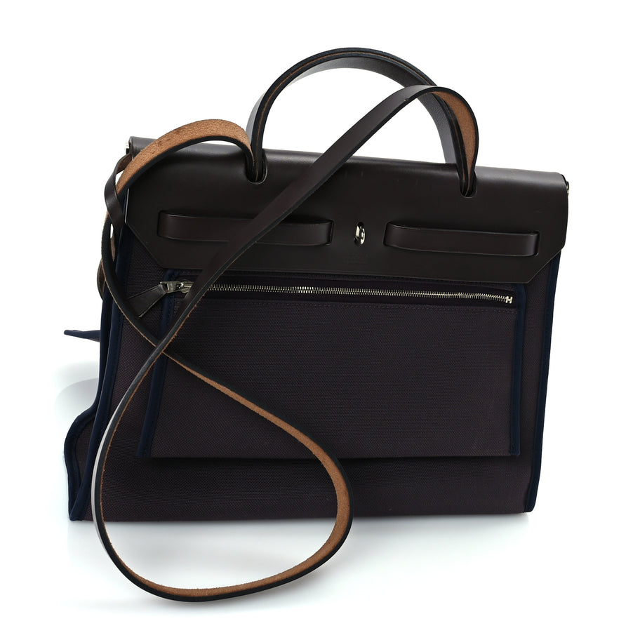 Hermes Vache Hunter Toile Herbag Zip 31 PM Cassis Ebony Indigo Image 2