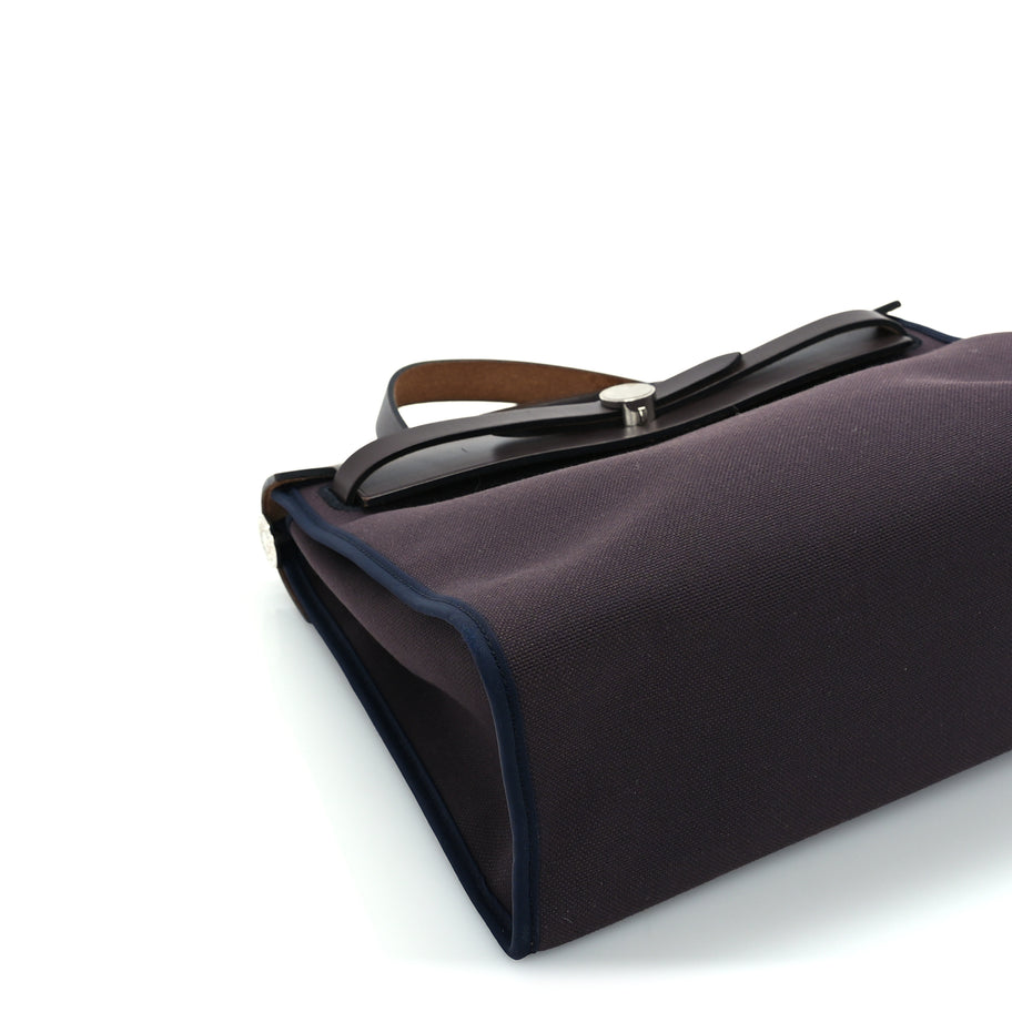 Hermes Vache Hunter Toile Herbag Zip 31 PM Cassis Ebony Indigo Image 9