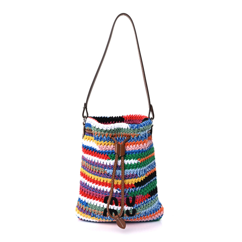  Miu Miu Fabric Crochet Drawstring Pouch  Multicolor